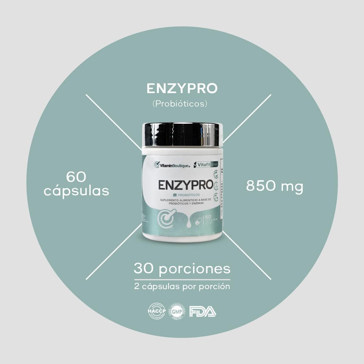 Vitamin Boutique - ENZYPRO - 850 mg (60 Cápsulas)