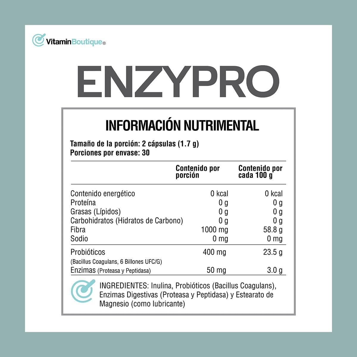 Vitamin Boutique - ENZYPRO - 850 mg (60 Cápsulas)