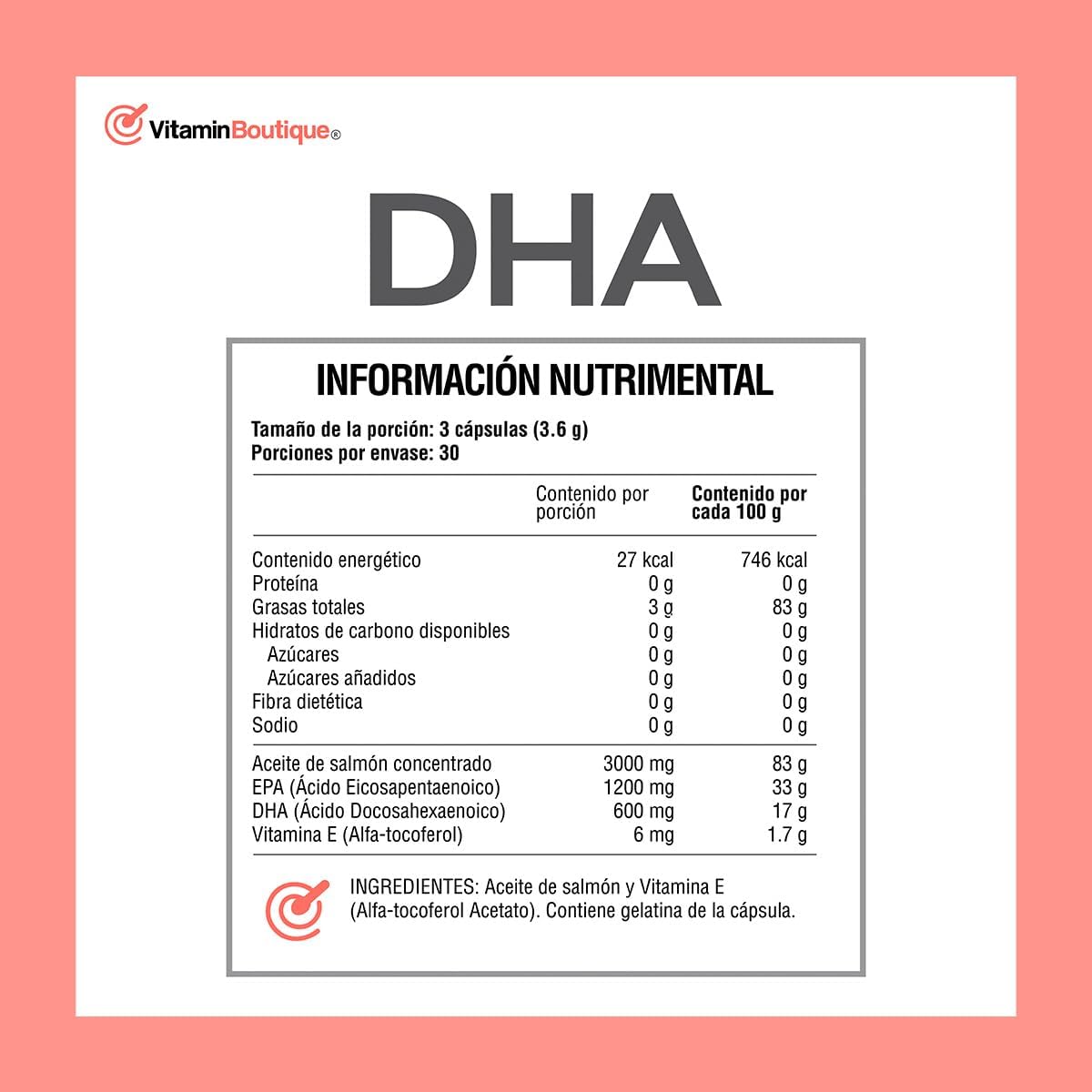 Vitamin Boutique - DHA - Omega 3 - 1000 mg (90 Cápsulas)