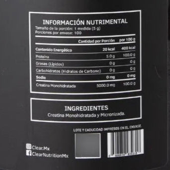 Clear - Creatina Monohidratada - 500 g (100 porciones)