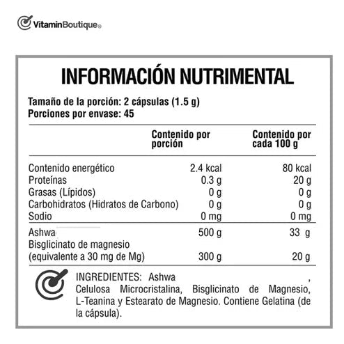 Vitamin Boutique - KSM-66 + Magnesio - Ashwagandha - 750 mg (90 Cápsulas)