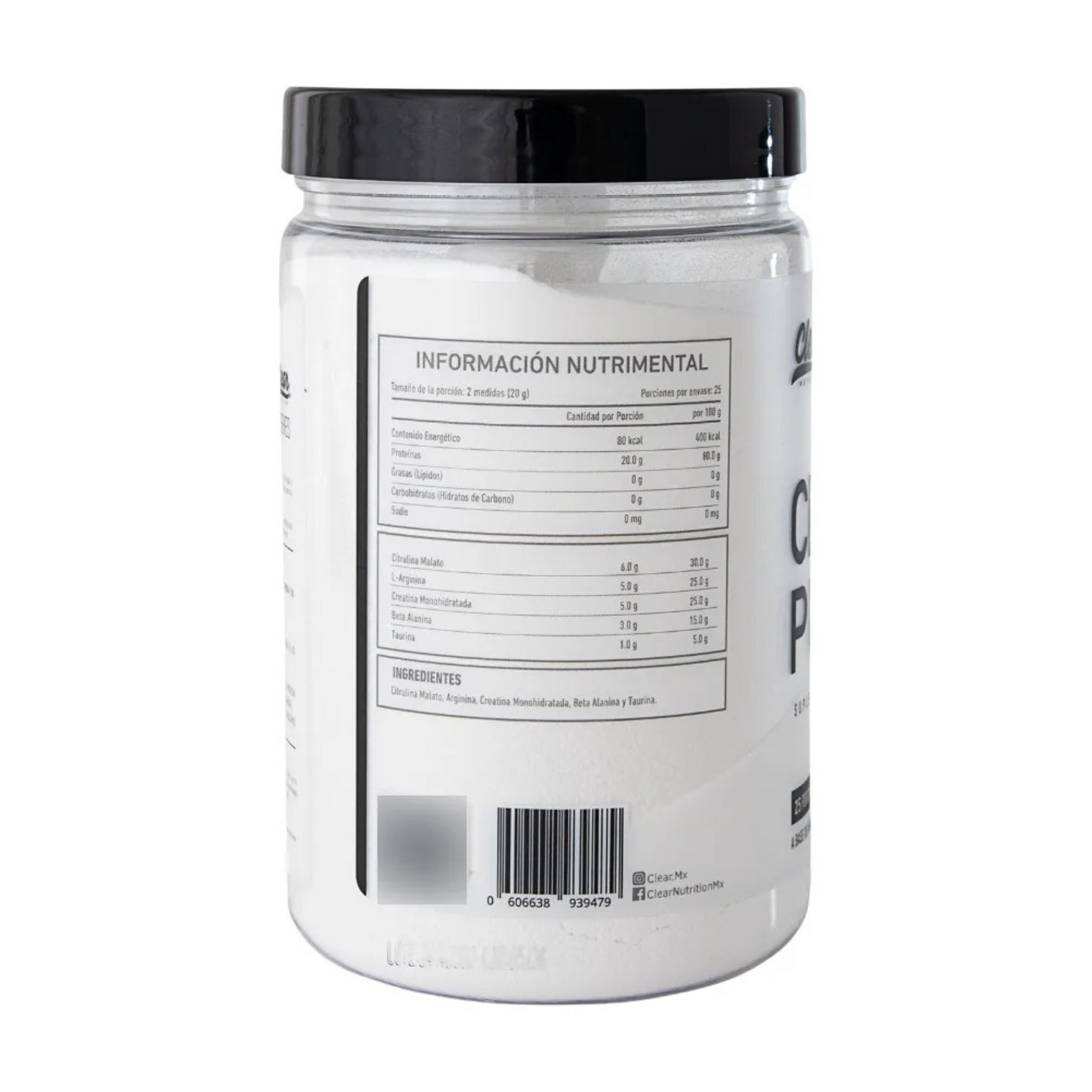 Clear - Pump - Pre Entrenador - 500 g (30 porciones)