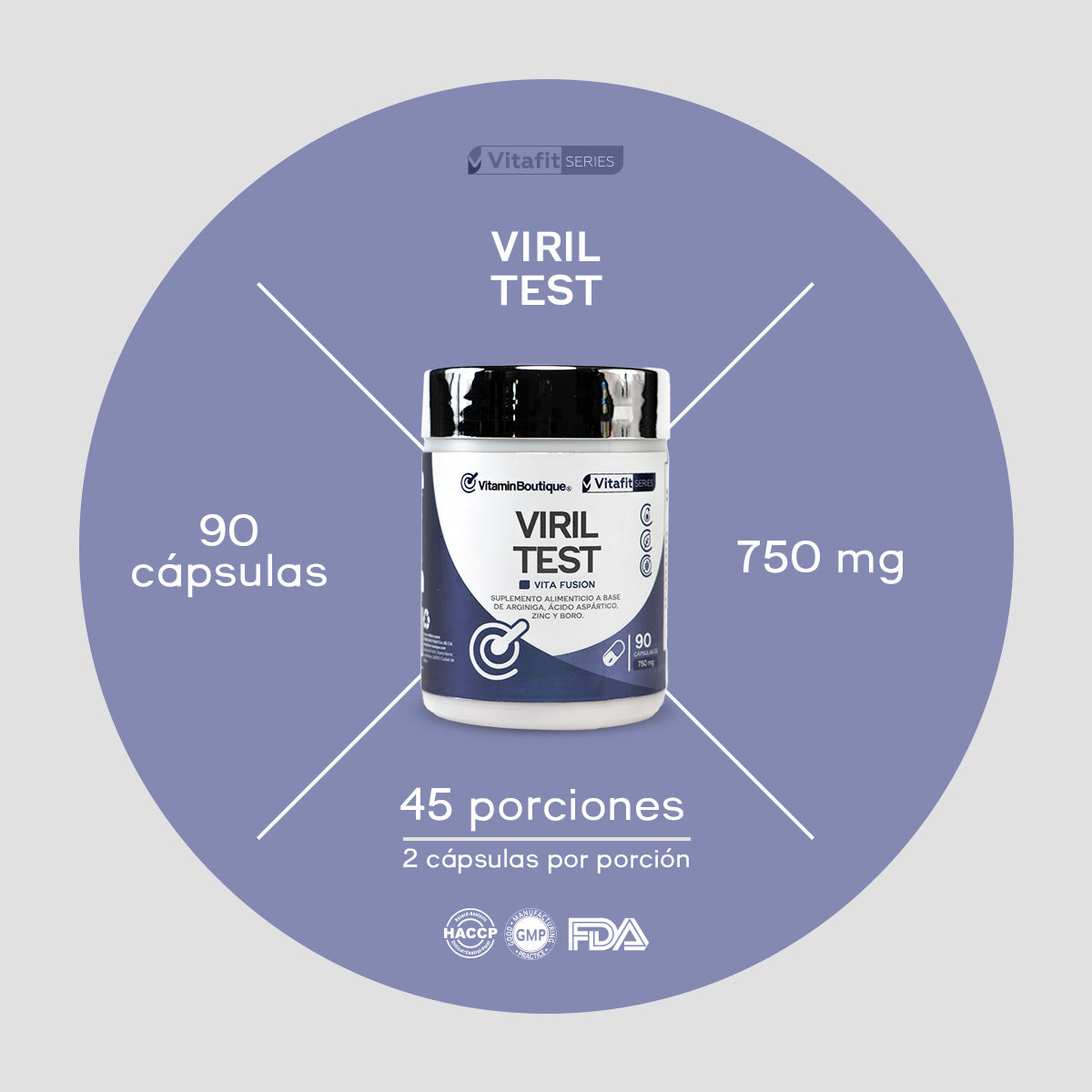 Vitamin Boutique - VIRIL TEST - Vita Fusion - 750 mg (90 Cápsulas)