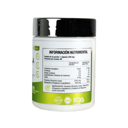Vitamin Boutique - RHODIOLA ROSEA - Resveratrol - 750 mg (90 Cápsulas)