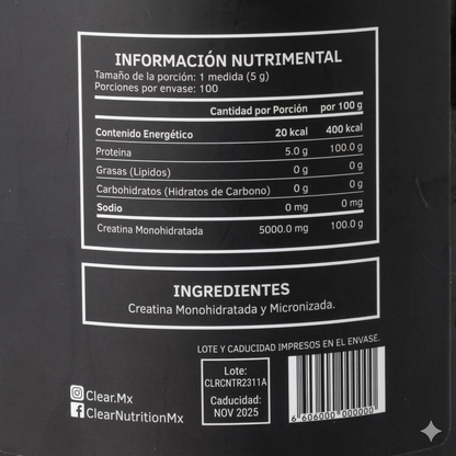 Clear - Creatina Monohidratada - 500 g (100 porciones)