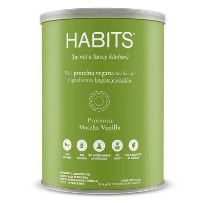 Habits - Proteina - Probiotic
Matcha Vanilla
Ejercicio
Suplemento Alimenticio