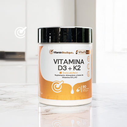 Vitamin Boutique - VITAMINA D3 + K2 - Colecalciferol - 750 mg (90 Cápsulas)